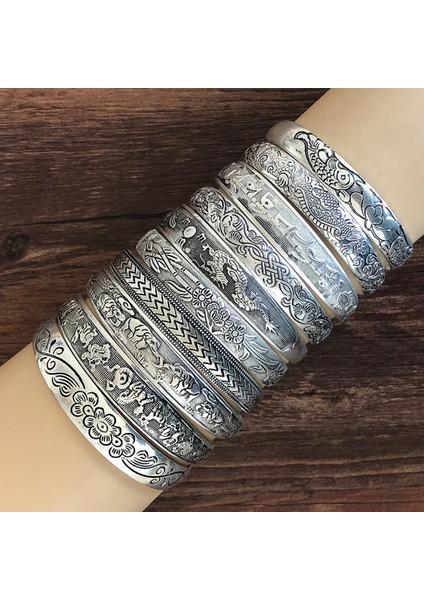No.6 Boyutu Vintage Antik Gümüş Renk Hayvan Yılan Çiçek Desen Bilezik Kadınlar Için Bohemian Açık Metal Bilezikler Parti Takı Hediyeler (Yurt Dışından) fiyatları