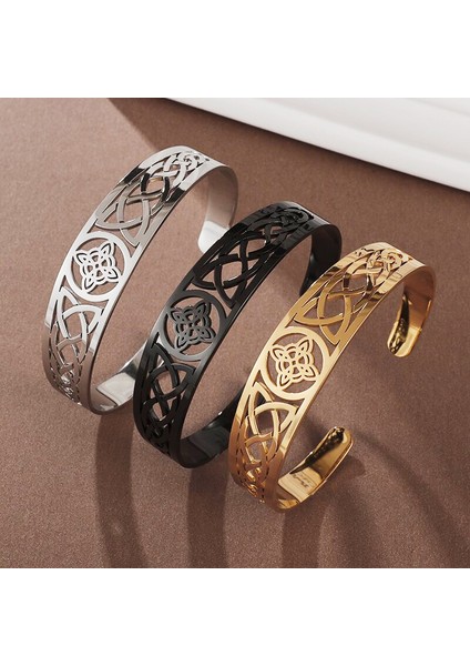 AL19773-GÜMÜŞ Cadı Düğüm Bilezik Paslanmaz Çelik Ayarlanabilir Açık Manşet Bilezik Celtic Büyücülük Muska Takı Erkek Kadın Doğum Günü Hediyesi (Yurt Dışından) modelleri