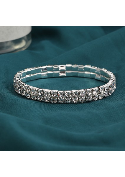 58-60MM Stili KK1340-2SATIRLAR Lüks Kristal Rhinestone Streç Bilezikler Kadınlar Için Inci Elastik Bileklik Kız Arkadaşı Bilezik Düğün Gelin Takı Hediyeler (Yurt Dışından)