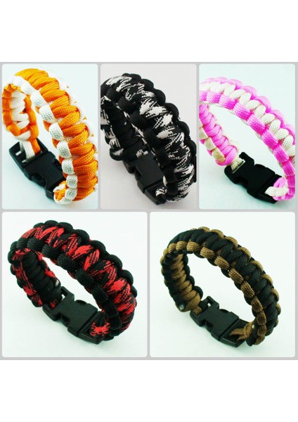 Renkli Açık Paracord Survival Bileklik Bileklik Erkekler Gümüş Ton Kafatası Halat Bileklik Kamp Yürüyüş Acil Toka Bilezik Jewery (Yurt Dışından) fırsatları