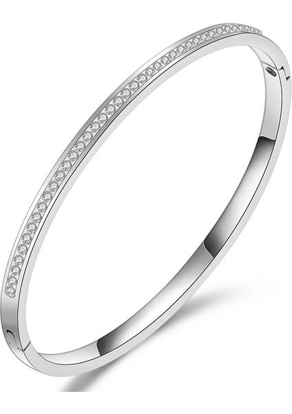 NO.82523 Boyutu Zorcvens Moda Takı Bileklik Bileklik Kristal Taklidi Açacağı Paslanmaz Çelik Bileklik Kadın Aksesuarları Için (Yurt Dışından)