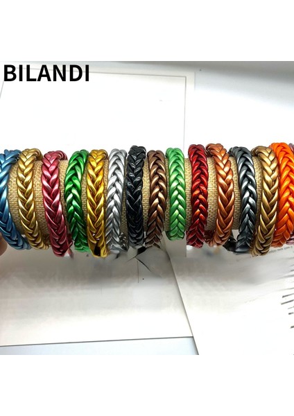 Gri Tarzı No6-Turuncu-Kırmızı Bilandi Moda Mizaç El Yapımı El Yapımı Dokuma Pvc Çift Katmanlı Çok Renkli Bilezik Kadınlar Için Parti Hediyeleri Için Hazır (Yurt Dışından) fiyatları