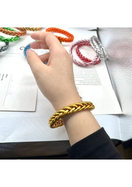 Gri Tarzı No6-Turuncu-Kırmızı Bilandi Moda Mizaç El Yapımı El Yapımı Dokuma Pvc Çift Katmanlı Çok Renkli Bilezik Kadınlar Için Parti Hediyeleri Için Hazır (Yurt Dışından) fırsatları