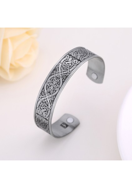 G Teamer Vintage Iskandinav Viking Manyetik Manşet Bilezik Triskel Hayat Ağacı Rune Bileklik Supernatural Muska Tılsım Takı (Yurt Dışından)