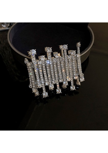 Gümüş Fyuan Moda Geometrik Zirkon Kristal Bilezik Kadınlar Için Ayarlanabilir Esneklik Bilezikler Parti Takı Hediyeler (Yurt Dışından)