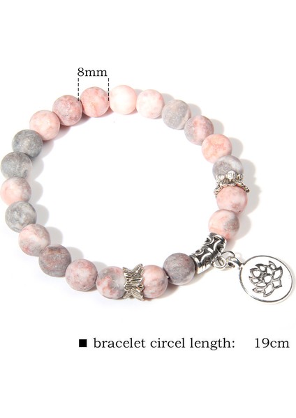 23CM Tarzı Florit El Yapımı Doğal Taş Lotus Ohm Buda Boncuk Bilezik Pembe Zebra Taş Lotus Charm Bilezik Kadın Erkek Yoga Takı Hediyeler Için (Yurt Dışından)