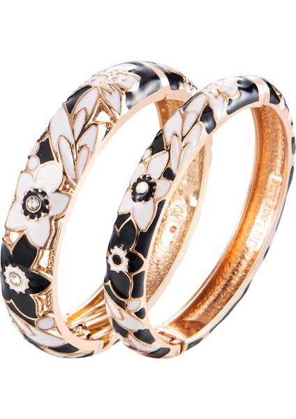 Bej Kadınlar Için Bileklik Çift Emaye Bileklik Seti Emaye Işi Kadın Takı Aksesuarları Hint Tarzı Dubai Trendy Metal Bilezik El Üzerinde (Yurt Dışından) fırsatları