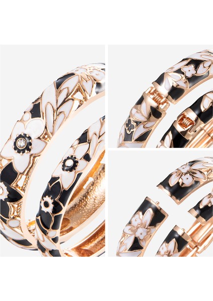 Bej Kadınlar Için Bileklik Çift Emaye Bileklik Seti Emaye Işi Kadın Takı Aksesuarları Hint Tarzı Dubai Trendy Metal Bilezik El Üzerinde (Yurt Dışından) indirimleri