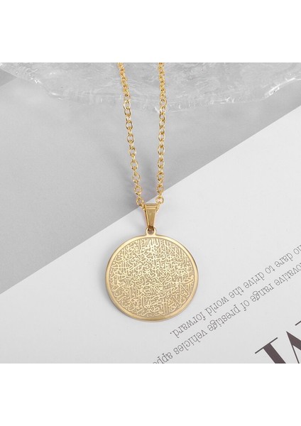AL1362-ALTIN Ayatul Kürsi Manşet Bilezik Kadınlar Için Altın Renk Paslanmaz Çelik Arapça Bilezik Messenger Islam Müslüman Erkekler Takı Hediye (Yurt Dışından)