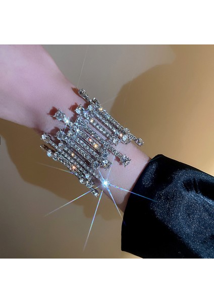 Gümüş Fyuan Moda Geometrik Zirkon Kristal Bilezik Kadınlar Için Ayarlanabilir Esneklik Bilezikler Parti Takı Hediyeler (Yurt Dışından) fiyatları