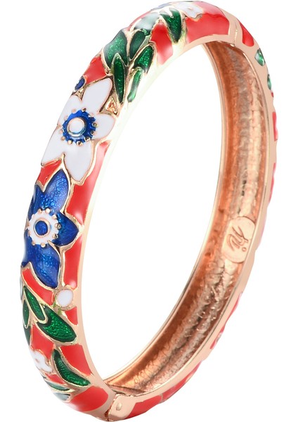 Kırmızı Kadınlar Için Bileklik Çift Emaye Bileklik Seti Emaye Işi Kadın Takı Aksesuarları Hint Tarzı Dubai Trendy Metal Bilezik El Üzerinde (Yurt Dışından)