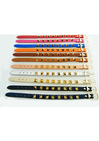 Altın Punk Geometrik Dokulu Perçin Bileklik Kadın 8 Renk Seçin Lüks Kişilik Takı Kemer Tokası Bilek Bilezik Erkekler Z309 (Yurt Dışından) fiyatları