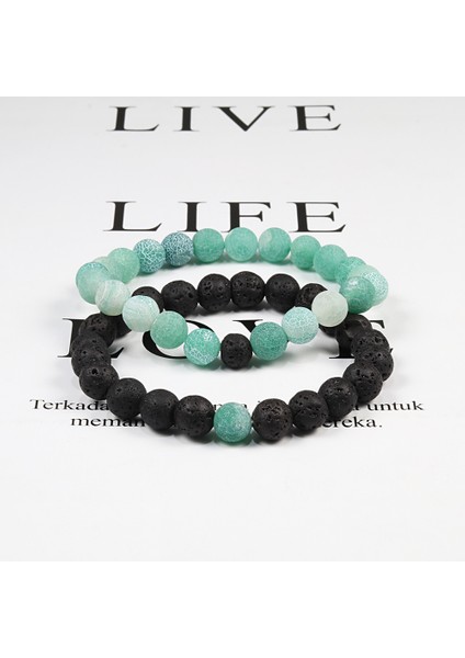 21CM Tarzı Yeşil Boncuklu Bileklik Bilezik Seti Doğal Lav Taş Çiftler Mesafe Enerji Elastik Halat Erkek Kadın En Iyi Arkadaşı Takı Hediye (Yurt Dışından) indirimleri