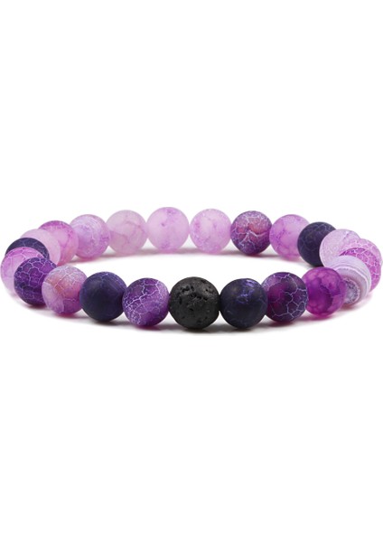 21CM Tarzı Mor Boncuklu Bileklik Bilezik Seti Doğal Lav Taş Çiftler Mesafe Enerji Elastik Halat Erkek Kadın En Iyi Arkadaşı Takı Hediye (Yurt Dışından)