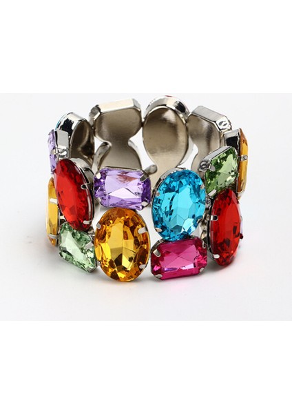 5siyah 2022 Zarif Geniş Elastik Moda Renk Rhinestone Gelin Bileklik (Yurt Dışından) fiyatları