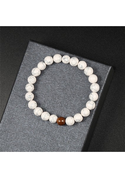 19CM Tarzı Beyaz Yüksek Li Doğal Taş Bilezik Çift Mesafe Boncuk Siyah Lava Kaya Taş Beyaz Streç Charm Strand Bilezik Erkekler Takı (Yurt Dışından) indirimleri