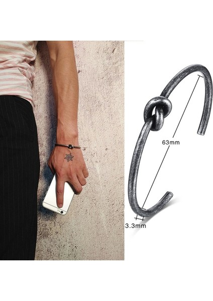 NO.132 Boyutu Vnox Oksitlenmiş Antik Paslanmaz Çelik Bileklik Kadın Erkek, Vintage Basit Temel Unisex Manşet Bilezik, Katı Metal Viking Takı (Yurt Dışından)