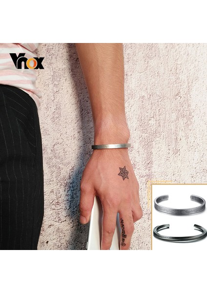 NO.132 Boyutu Vnox Oksitlenmiş Antik Paslanmaz Çelik Bileklik Kadın Erkek, Vintage Basit Temel Unisex Manşet Bilezik, Katı Metal Viking Takı (Yurt Dışından) fiyatları