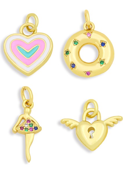 C Ocesrıo Moda Küçük Sevimli Emaye Kalp Kolye Takı Yapımı Altın Kaplama Bakır Bulgular Diy PDTA515 (Yurt Dışından) fiyatları