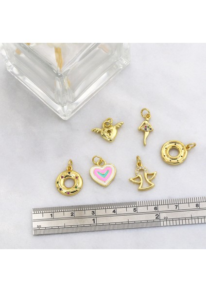 C Ocesrıo Moda Küçük Sevimli Emaye Kalp Kolye Takı Yapımı Altın Kaplama Bakır Bulgular Diy PDTA515 (Yurt Dışından) fırsatları