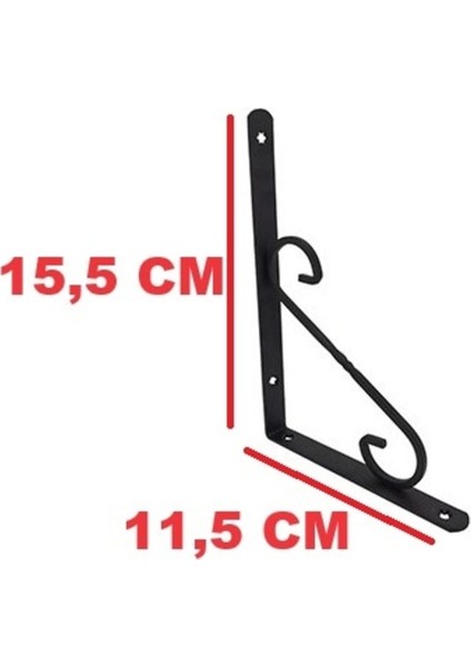 Ferforje Raf Altı Konsol L Demiri Ayağı Siyah 11.5 x 15.5 cm 2 Adet + Vida