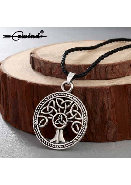 CX-VN100-G Cxwind Moda Düğüm Kolye Aile Hayat Ağacı Yuvarlak Charm Düğüm Kolye Kolye Takı Kadın Erkek Hediye Için Retro Aksesuarları (Yurt Dışından)