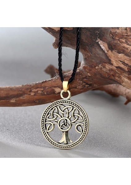 CX-VN100-G Cxwind Moda Düğüm Kolye Aile Hayat Ağacı Yuvarlak Charm Düğüm Kolye Kolye Takı Kadın Erkek Hediye Için Retro Aksesuarları (Yurt Dışından)