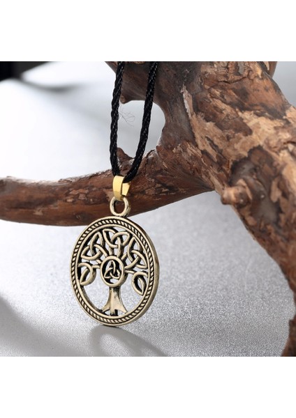 CX-VN100-G Cxwind Moda Düğüm Kolye Aile Hayat Ağacı Yuvarlak Charm Düğüm Kolye Kolye Takı Kadın Erkek Hediye Için Retro Aksesuarları (Yurt Dışından)