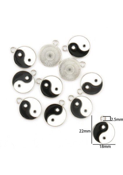 Tip4-10 Adet Emaye Kongfu Taarms Kolye Dıy Yin ve Yang Charms Bilezikler Kolye Küpe Takı Yapımı (Yurt Dışından)