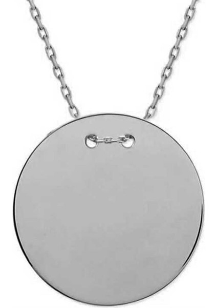 Gümüş Yuvarlak Plaka Kolye