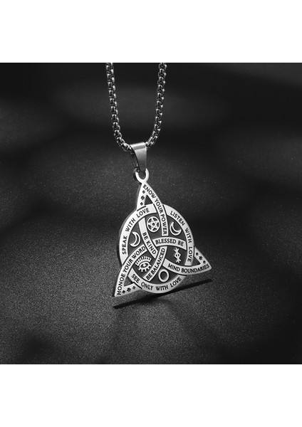Gümüş Viking Cadı Celtic Knot Kolye Kolye Paslanmaz Çelik Erkekler Gotik Kolye Koruma Muska Takı (Yurt Dışından)