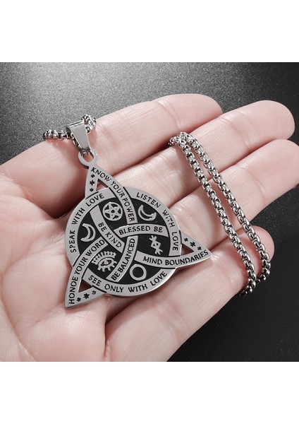 Gümüş Viking Cadı Celtic Knot Kolye Kolye Paslanmaz Çelik Erkekler Gotik Kolye Koruma Muska Takı (Yurt Dışından)
