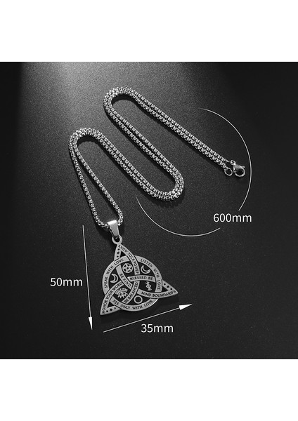 Gümüş Viking Cadı Celtic Knot Kolye Kolye Paslanmaz Çelik Erkekler Gotik Kolye Koruma Muska Takı (Yurt Dışından)