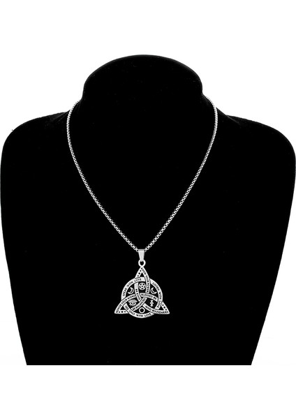Gümüş Viking Cadı Celtic Knot Kolye Kolye Paslanmaz Çelik Erkekler Gotik Kolye Koruma Muska Takı (Yurt Dışından)