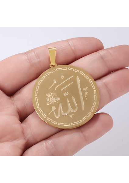 AL1362-ALTIN Islam Müslüman Allah Ayatul Kursi Paslanmaz Çelik Kolye Kolye Klasik Dini Tarzı Muska Takı (Yurt Dışından)