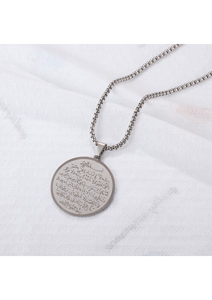 AL1362-ALTIN Islam Müslüman Allah Ayatul Kursi Paslanmaz Çelik Kolye Kolye Klasik Dini Tarzı Muska Takı (Yurt Dışından)