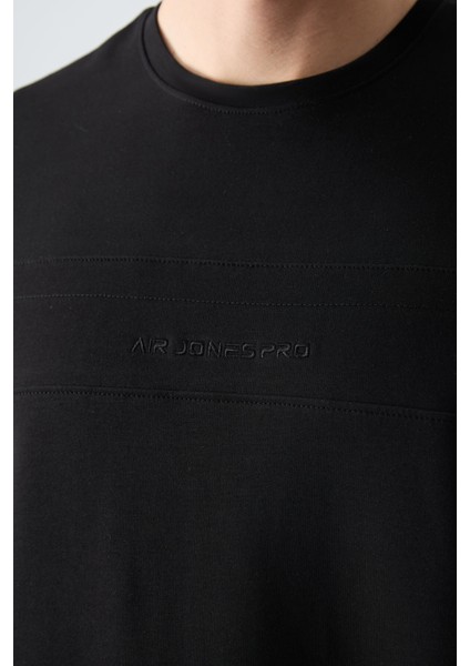 Siyah Pamuklu Kalın Yumuşak Dokulu Oversize Fit Basic Erkek Eşofman Takım - 85261