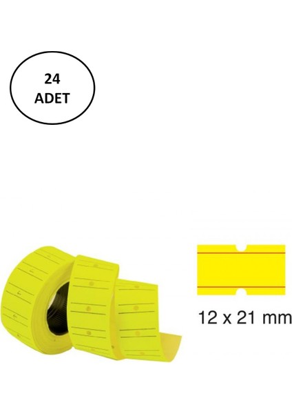 Toptan Bulurum Tanex Makine Fiyat Etiketi 12X21 mm Çizgili Fosforlu Sarı 24'lü