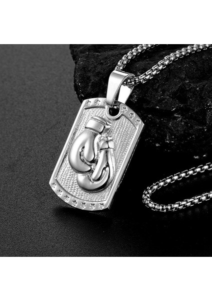 Gümüş Kişilik Moda Boks Eldiveni Kolye Kolye Erkekler Için Boxer Yaratıcı Tasarım Aksesuarları Hediye (Yurt Dışından)