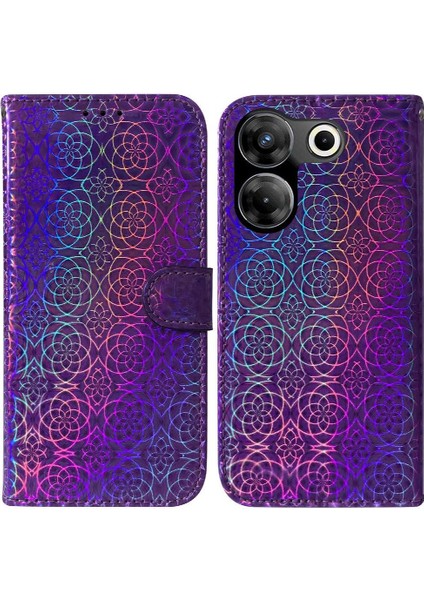 Tecno Camon 20 Pro 5g Standı Tutucu Glitter Renkli Cüzdan Kılıf (Yurt Dışından)