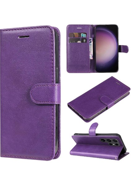 Kart Yuvası Klasik Düz Renk ile Samsung Galaxy S24 Ultra Için Flip Case (Yurt Dışından) indirimleri