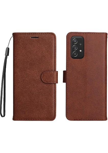 Kart Yuvası Klasik Düz Renk ile Samsung Galaxy A73 5g Için Flip Case (Yurt Dışından)