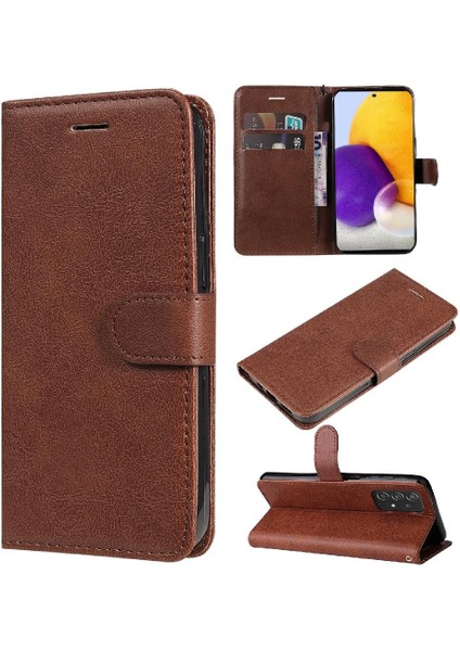 Kart Yuvası Klasik Düz Renk ile Samsung Galaxy A73 5g Için Flip Case (Yurt Dışından)