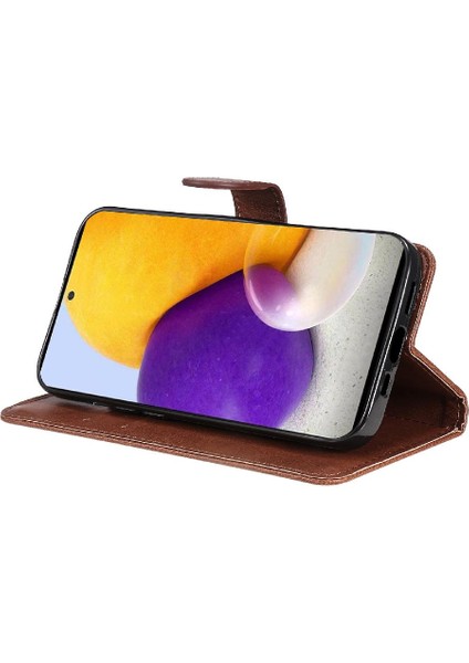 Kart Yuvası Klasik Düz Renk ile Samsung Galaxy A73 5g Için Flip Case (Yurt Dışından)
