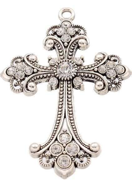 75X50X7MM 2 Adet Antik Gümüş Renk Ton Çapraz Takılar Dini Inanç Alaşım Rhinestone Büyük Kolye Kolye Takı Yapımı Bulguları (Yurt Dışından)