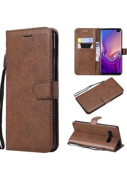 Kart Yuvası ile Samsung Galaxy S10 Artı Klasik Düz Renk Için Flip Case (Yurt Dışından)
