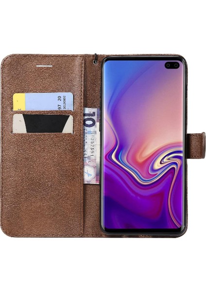 Kart Yuvası ile Samsung Galaxy S10 Artı Klasik Düz Renk Için Flip Case (Yurt Dışından)
