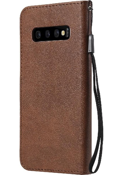 Kart Yuvası ile Samsung Galaxy S10 Artı Klasik Düz Renk Için Flip Case (Yurt Dışından)