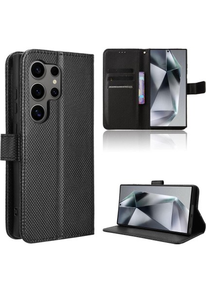 Samsung Galaxy S24 Ultra Kickstand Kapak Manyetik Cüzdan Kartı Için Kılıf (Yurt Dışından)