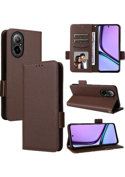 Realme 12 Lite 4g Için Kılıf Cüzdan Yan Toka Pu Deri Kart Yuvaları Tutucu (Yurt Dışından)